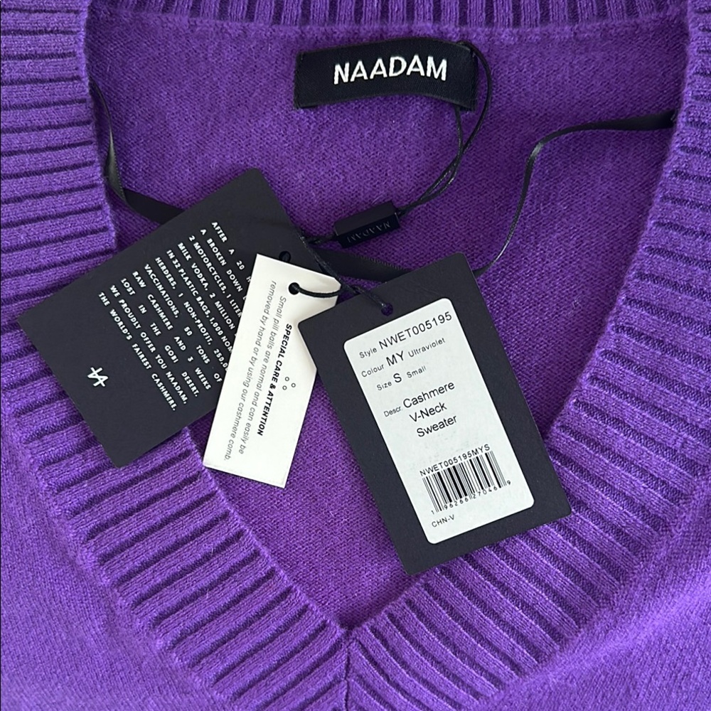 Naadam purple v neck “luxe “ sweater